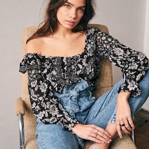 SÉZANE Jihane Floral Silk-Blend Top